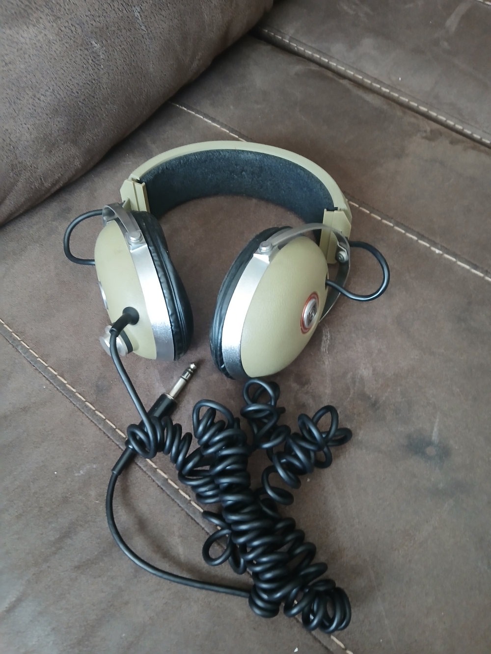 Olive Green Over-Ear Headphones with Coiled Cable